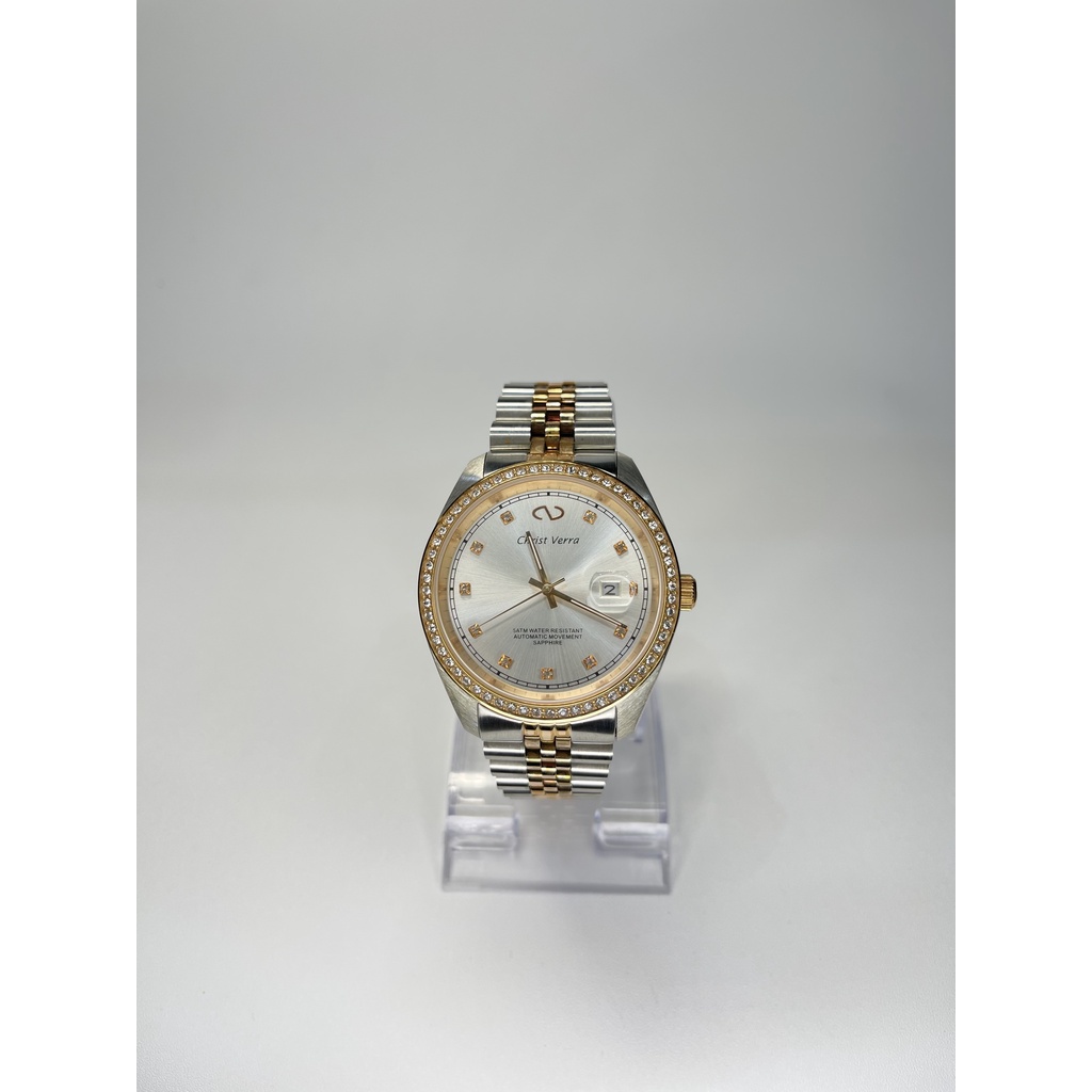JAM TANGAN WANITA/PRIA CHRIST VERRA 72026-G ORIGINAL SILVER ROSEGOLD AUTOMATIC