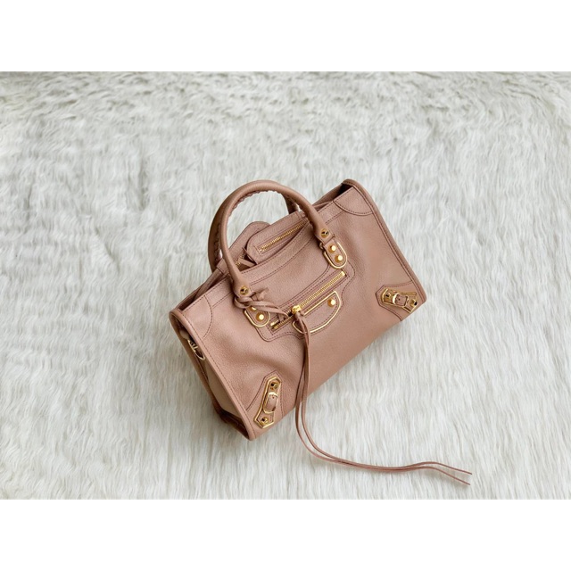 balenciaga small metallic edge city in  rose des sables Chevre GHW