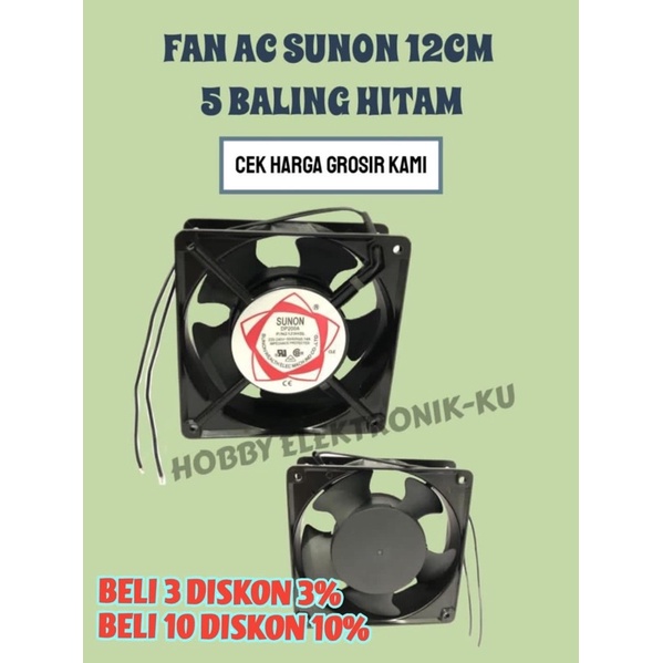 FAN AC SUNON 12CM 5 BALING HITAM