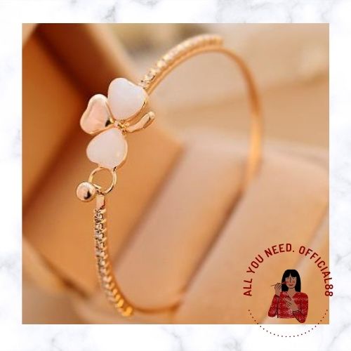 ✿AYN✿  Gelang Lapis Emas Bunga FA124 Clover Permata Cantik Elegan kekinian semua acara