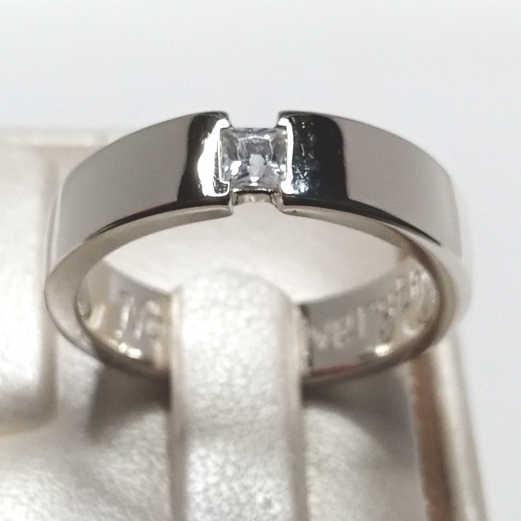 Cincin Silver Single Tunangan Perak Asli Ukir Nama A58