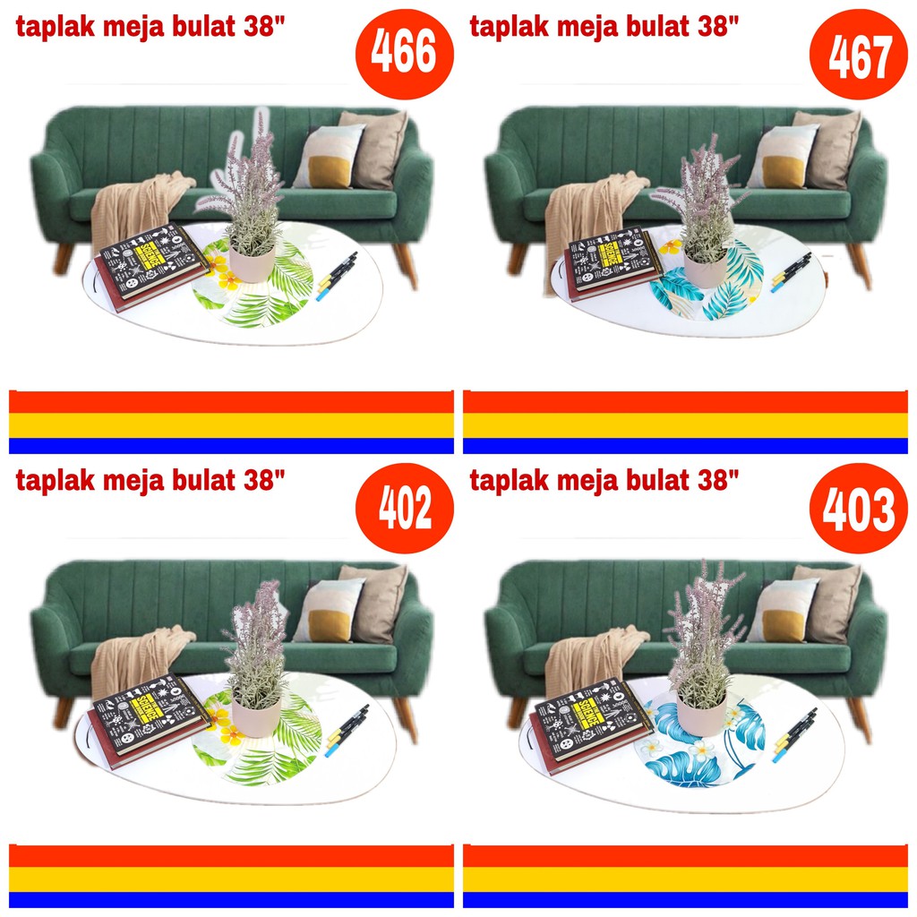 taplak meja atau table runner bulat bolak balik bermotif