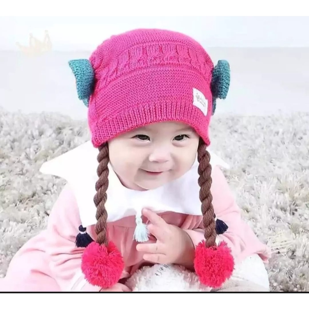 Topi Bayi Rambut Kepang Topi Rambut Kepang Baby Hat Wig