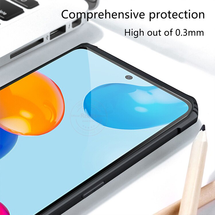 Case Xiaomi Redmi Note 11 2022 Casing Transparent + Tempered Glass Full Layar