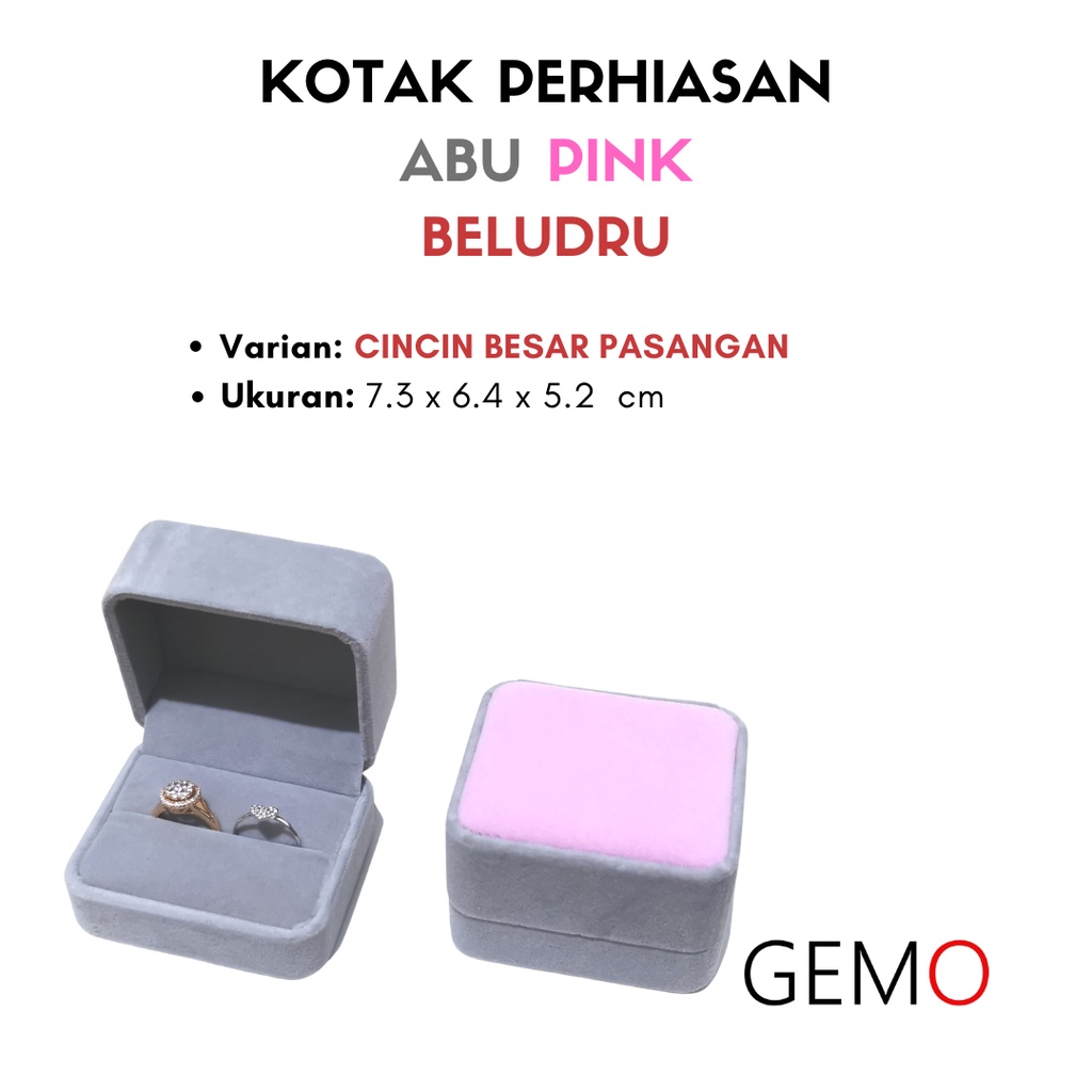 Kotak Perhiasan Warna Abu Pink Beludru Set / Cincin / Liontin / Gelang / Kalung Koye / Jewelry Box Unik Lucu untuk Tempat Wadah Seserahan / Akad Pernikahan / Hantaran Tunangan Harga Paling Murah cocok untuk Aksesoris Emas Berlian/ Perak Permata