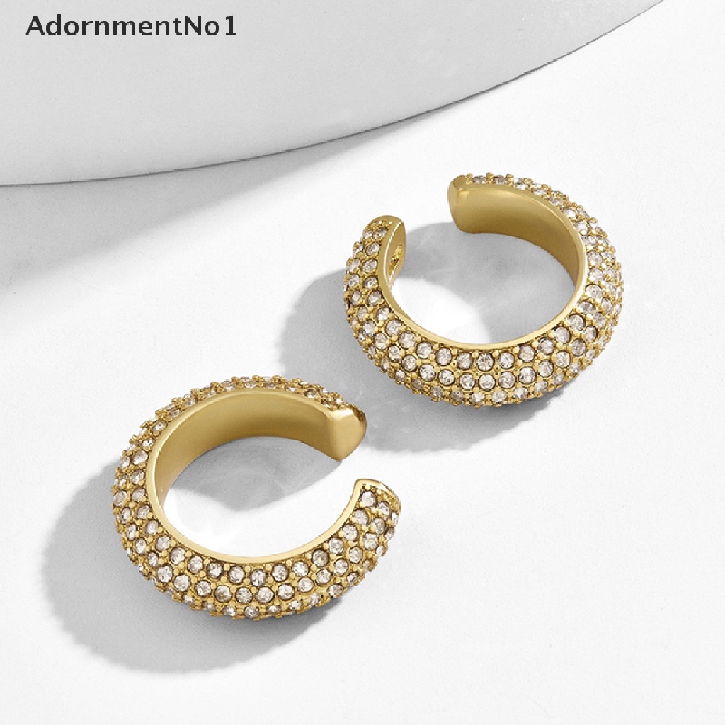 (AdornmentNo1) 1pc Anting Klip Bentuk C Gaya Boho Bahan Alloy Aksen Kristal Untuk Perhiasan Wanita