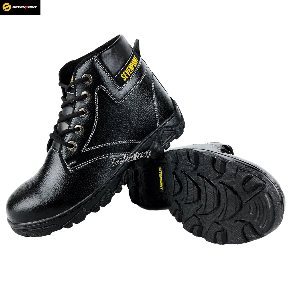 Sepatu Safety Pria Wanita Boots Original Sevenpoint Ujung Besi Proyek Lapangan Sefty Septy Septi Shoes BS 07