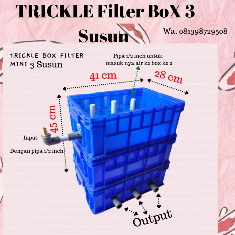 TRICKLE FILTER KOLAM KOI DENGAN BOX FILTER 3 SUSUN MINI