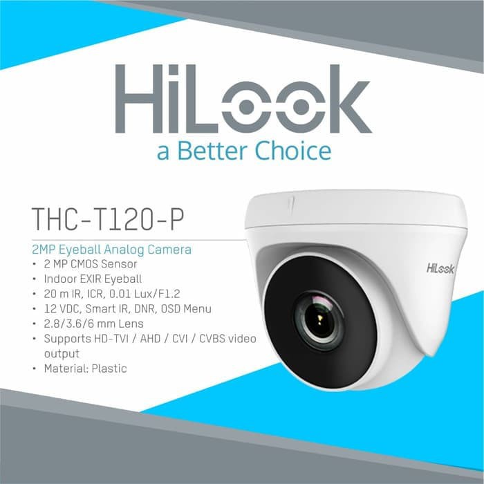 HILOOK 2MP KAMERA INDOOR THC-T120-PC Versi Ekonomis dari THC-T120-P