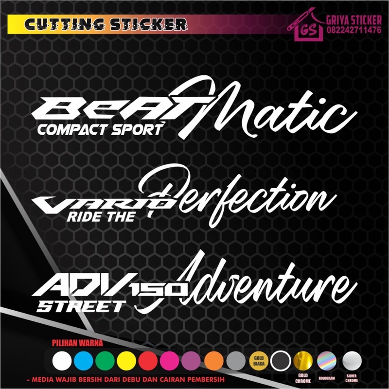 STIKER VARIASI MOTOR HONDA VARIO , PCX , BEAT , ADV NMAX AEROX MIO SCOOPY CUTTING STICKER SIGNATURE