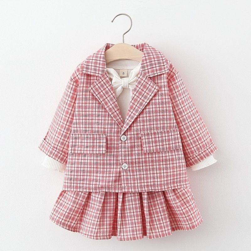 Setelan Rok Blazer Anak Kotak-kotak / Set Baju Anak Perempuan