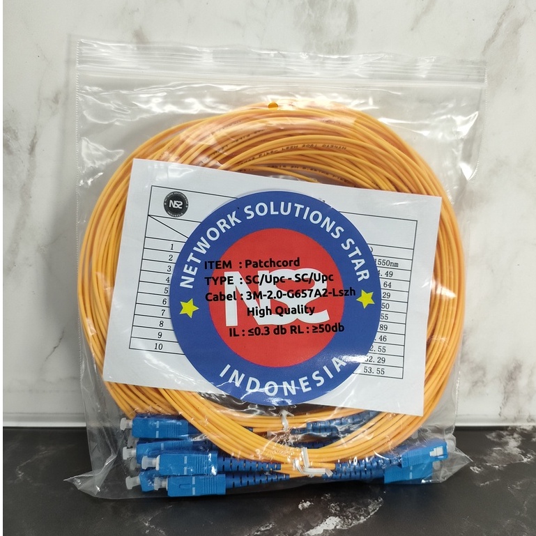 patchcord patch cord sc upc sc upc 3m 2mm simplex