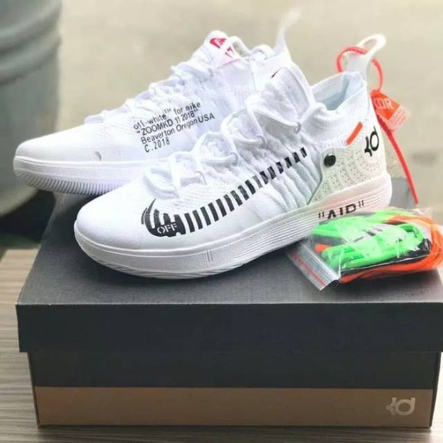 Sepatu Basket KD 11 Flyknit White of White