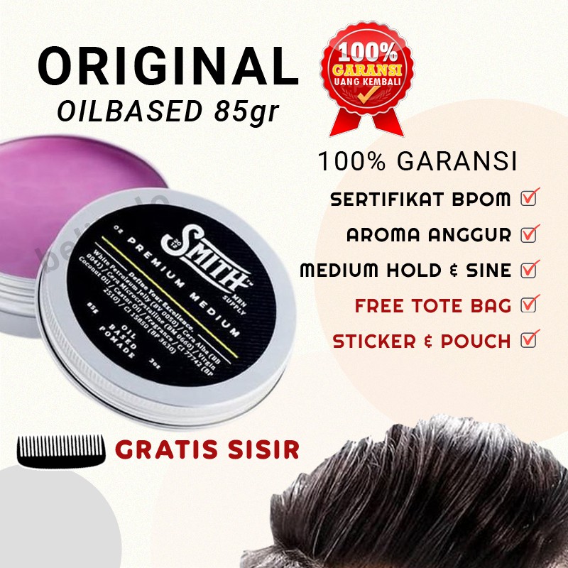 Minyak Rambut Pomade Oil Based / Oilbased / Pomade Pria Smith Premium Medium Cowok 85gr