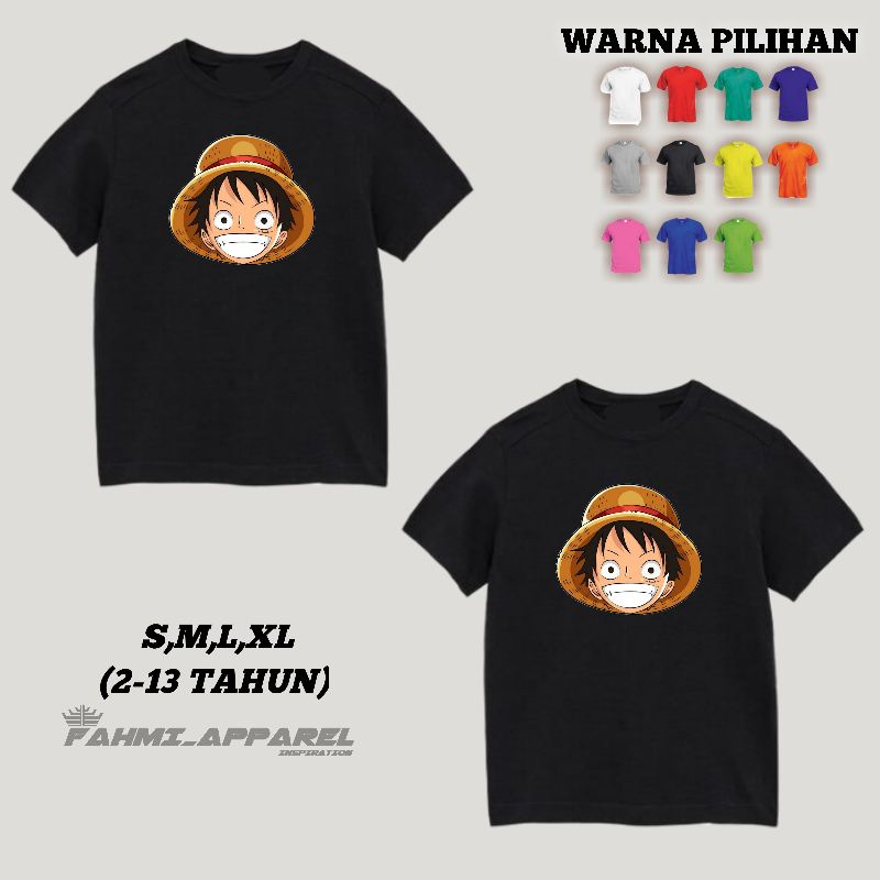 Kaos Distro Anak Luffy Kartun/Baju Anak Luffy Keren/Tshirt luffy anak -kekinian terbaru