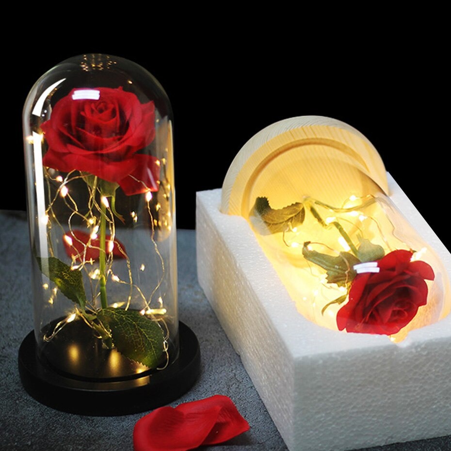 Bunga Mawar Lampu Led Bunga Mawar Dekorasi Lampu Led Bunga Mawar Beauty and The Beast Rose MW