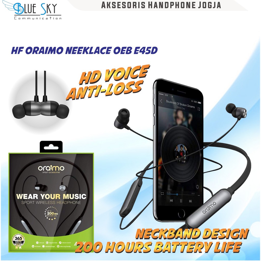 HANDSFREE HEADSET EARPHONE ORAIMO NEKLACE OEB-E54D HD SOUND 200 JAM