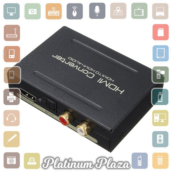 HDMI to HDMI + Optical SPDIF + RCA Audio Extractor Converter - AY6`HPEH6Z- Black