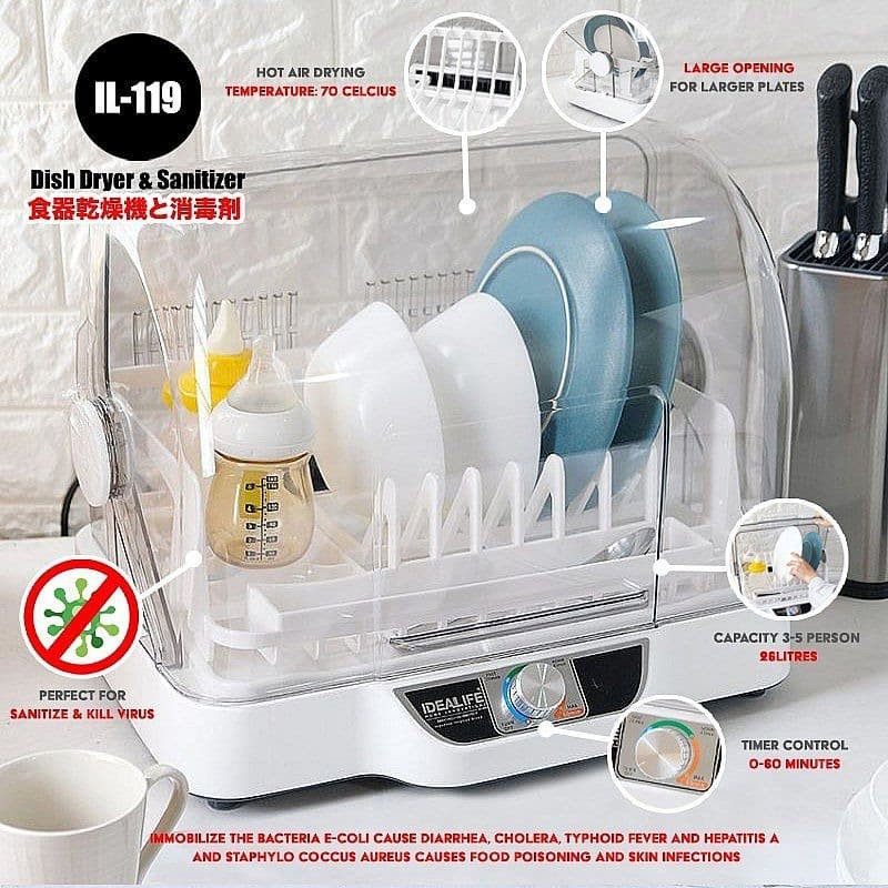 IDEALIFE  Alat Pengering dan Steril  Piring dan Alat Makan IL-119 -  Sterilizer Dish Dryer