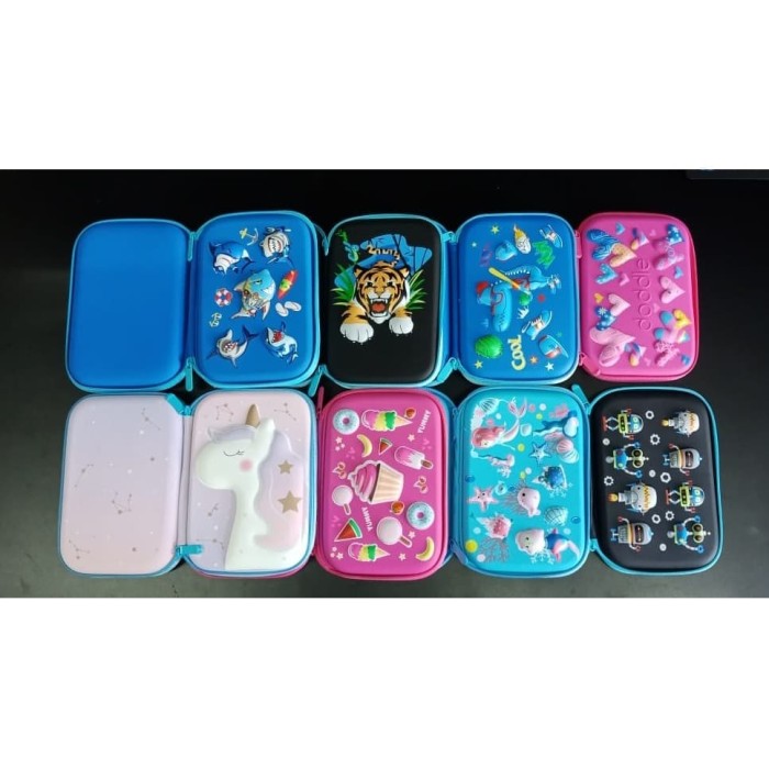 

TERL4RI5 Smiggle Pencil Case, Pencil Hard Case 3D - Cool Dino Blue