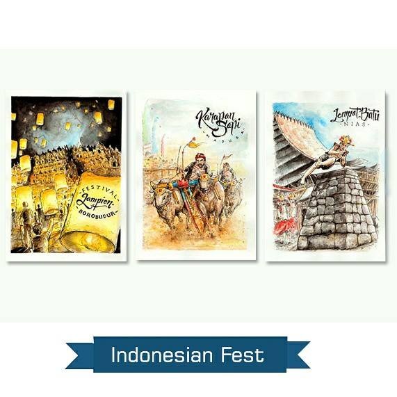

Menyurat-Surat- Postcard / Kartu Pos Festival Indonesia Ilustrasi Watercolor -Surat-Menyurat.