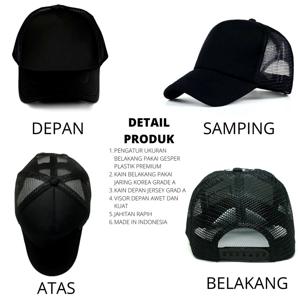 Topi Hitam Jaring Heat