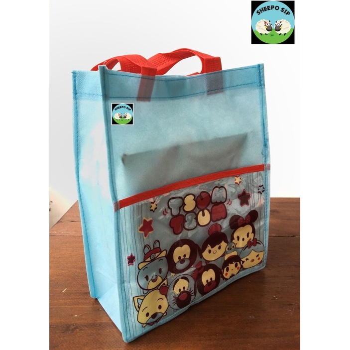 GOODIE BAG TAS SPUNBOND BIRTHDAY - TAS ULANG TAHUN ANAK UKURAN 24X30X10 - GOODIE BAG SPUNBOND TSUM TSUM - GOODIE BAG WINNIE THE POOH - TAS SNACK ULANG TAHUN-1