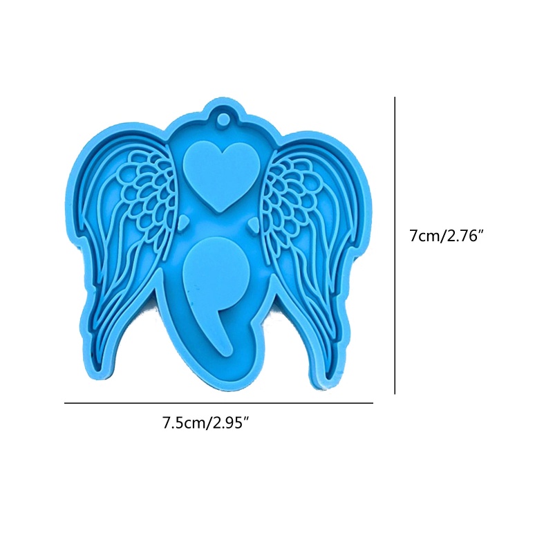 Siy Cetakan Silikon Bentuk Hatisayap Malaikat Dengan Lubang Untuk Dekorasi Gantungan Kunci DIY