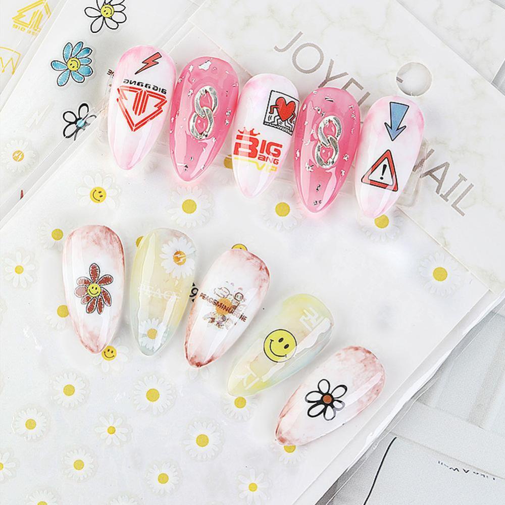 Timekey Stiker Kuku 3D Motif Bunga Aster Kecil Untuk Dekorasi Nail Art DIY A4K4