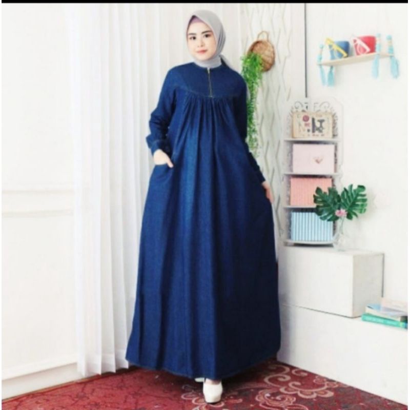 gamis jeans terlaris 2022/gamis jeans kekinian/gamis jeans import/gamis jeans terhits 2022