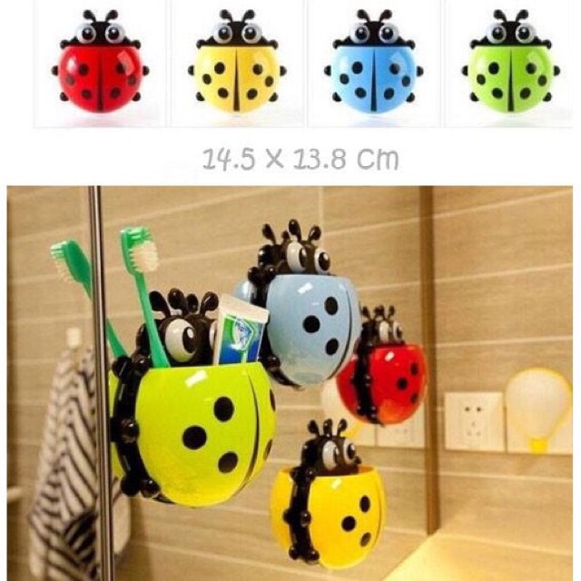 LBO032 LadyBug Toothbrush / Tempat Odol dan Sikat Gigi Motif Kumbang