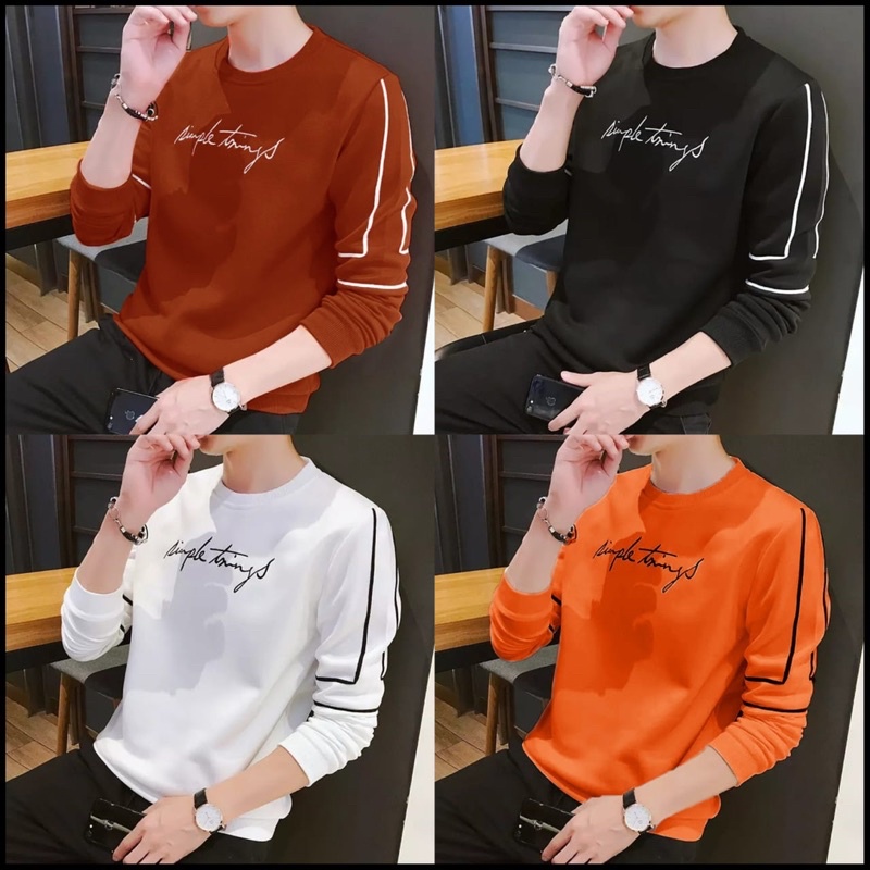 BAJU KAOS LENGAN PANJANG SIMPLE THING ATASAN COWOK PRIA FASHION KEKINIAN