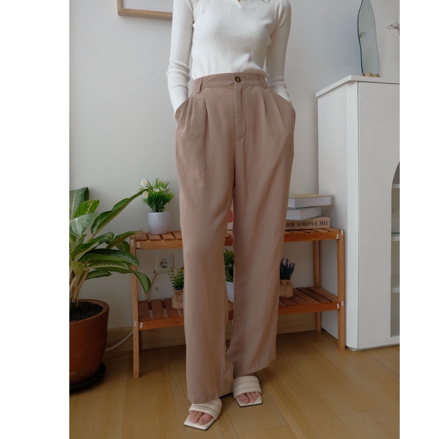 Derra Pants - Celana High Waist - Celana Panjang Kantor Wanita - Celana Korea Wanita - Celana Formal / Casual