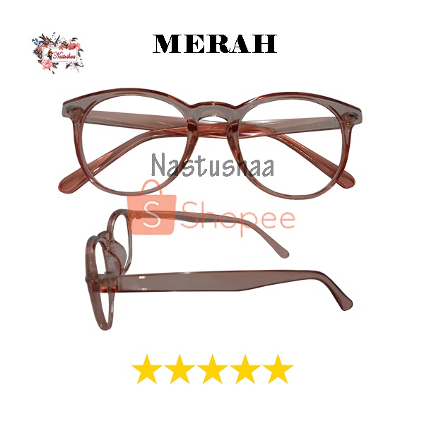 Kacamata Normal Wanita dan Pria Eyeglasses Lensa Transparan Kaca Mata Fashion Gaya Korea Oval Unisex FREECASE