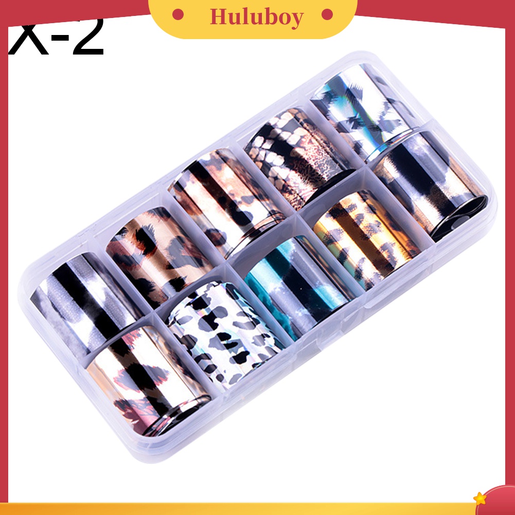 Huluboy Huluboy♡ 10 Rol / Set Stiker Foil Glitter Laser Untuk Dekorasi Manicure DIY