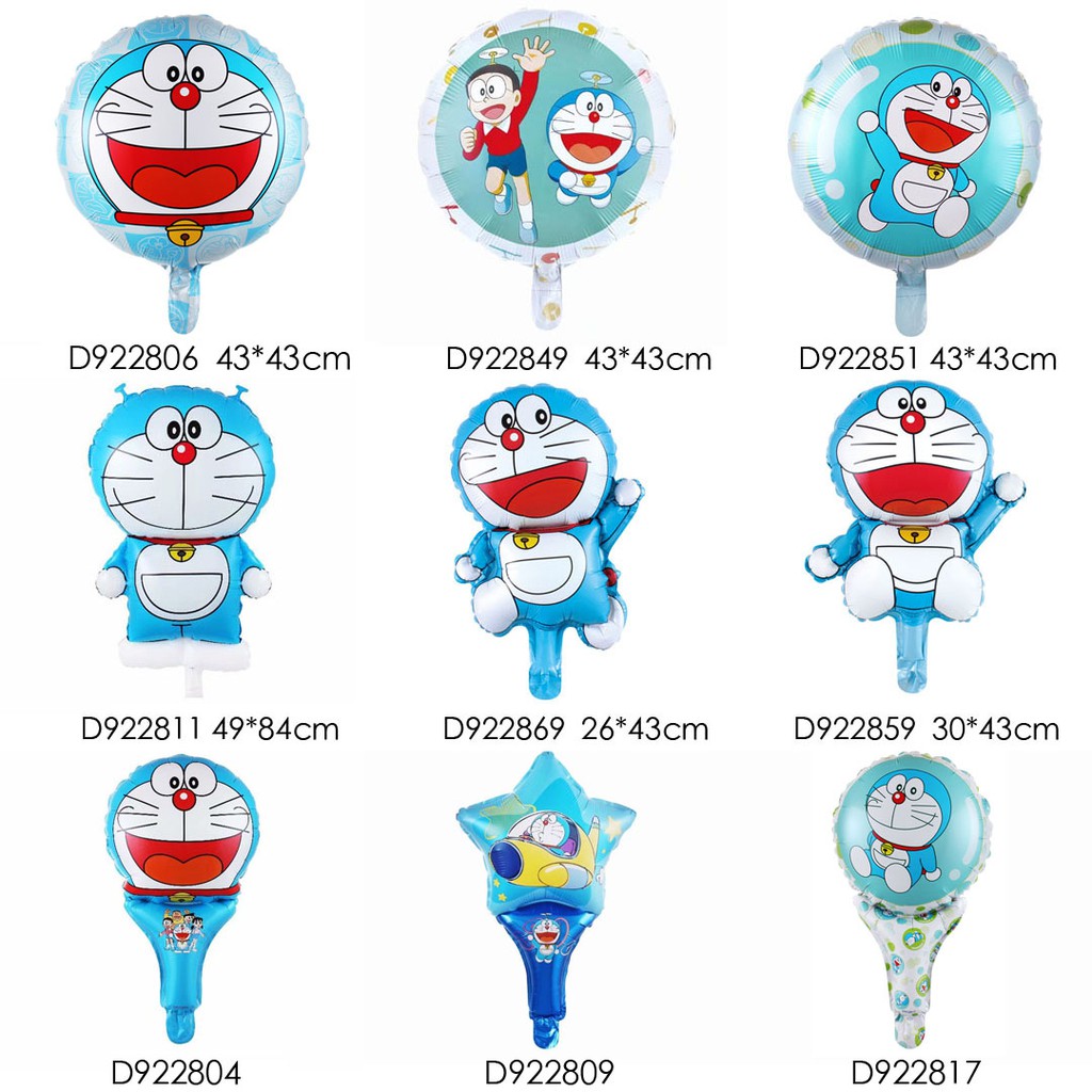 HAPPY TIME BALON FOIL TEMA DORAEMON BULAT JUMBO BESAR MINI TONGKAT BALON HAPPY BIRTHDAY HBD DEKORASI ULANG TAHUN