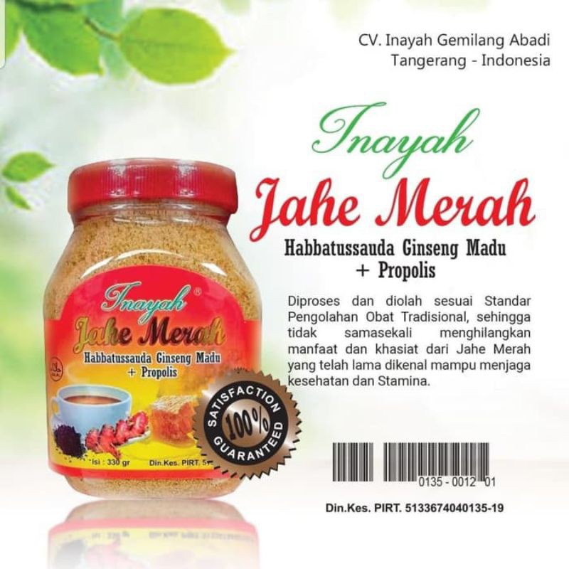 

Jahe Merah Instan Inayah Plus Habbatussauda Ginseng Madu Propolis | 330gr Toples