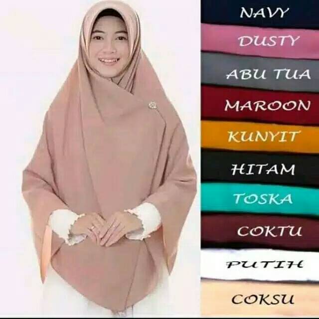 Hijab Segi empat Syar'i Kerudung Jumbo 150 x 150 cm Bahan Diamond Di Jahit Rapi