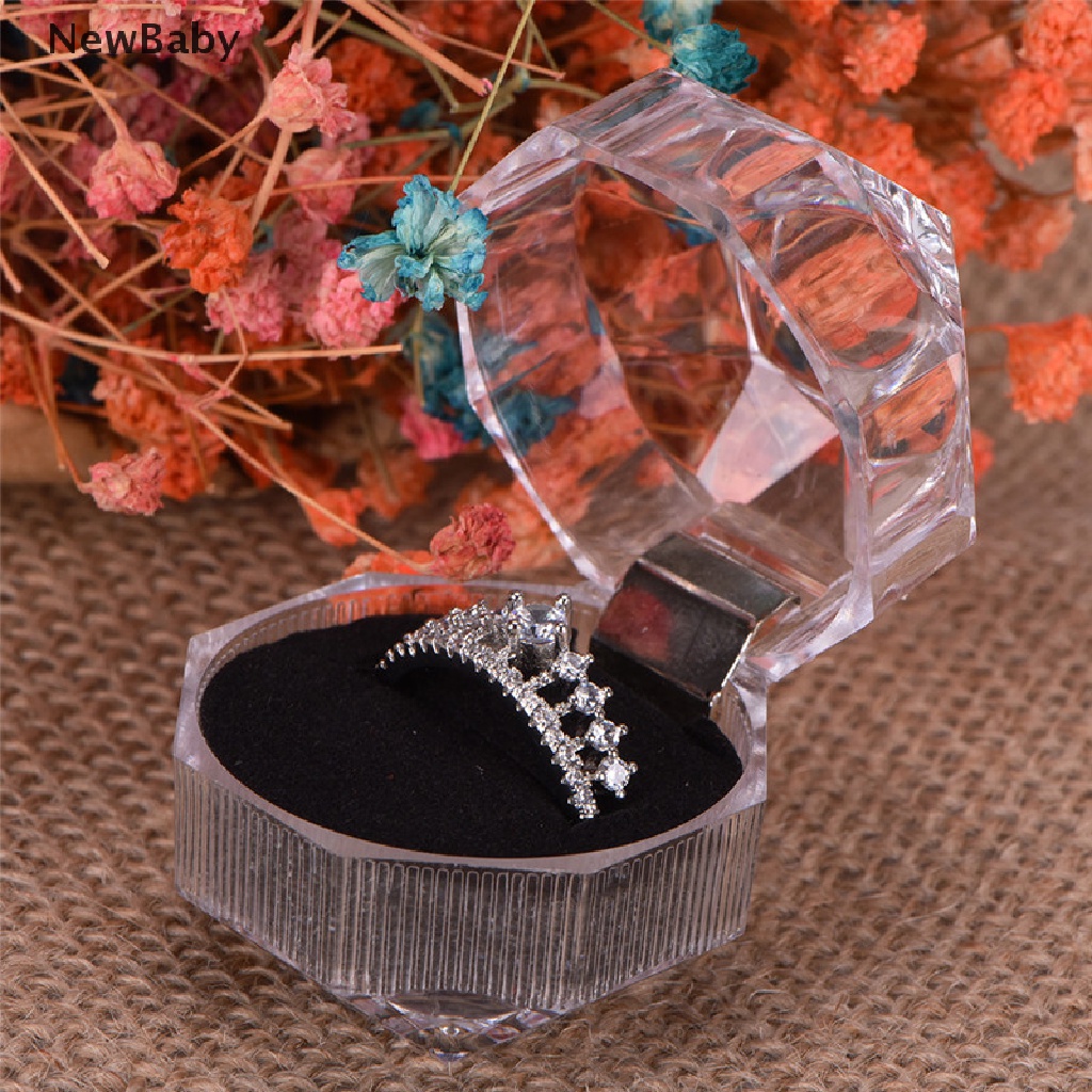 NewBaby Clear Acrylic Jewelry Gift Box for Ring Holder Wedding Engagement Present New ID