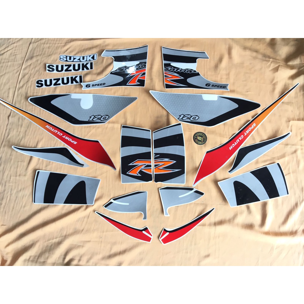 STRIPING STICKER PELEKAT SUZUKI SATRIA LUMBA MERAH SILVER COPY ORIGINAL