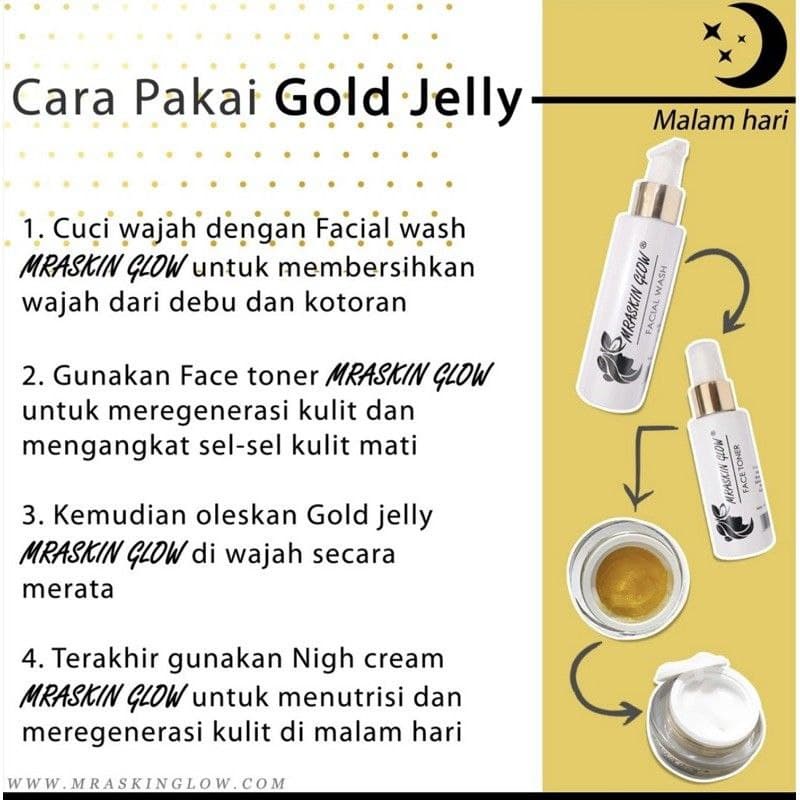 Gold jelly mraskin glow / Mraskin glow gold jelly / jelly glowing / putih glowing