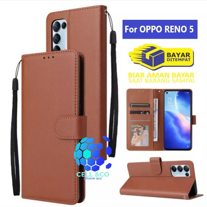 Flip cover OPPO RENO 5 Flip case buka tutup kesing hp casing flip case leather wallet