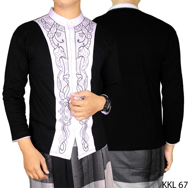 Baju Muslim Pria Modern Katun Hitam – KKL 67