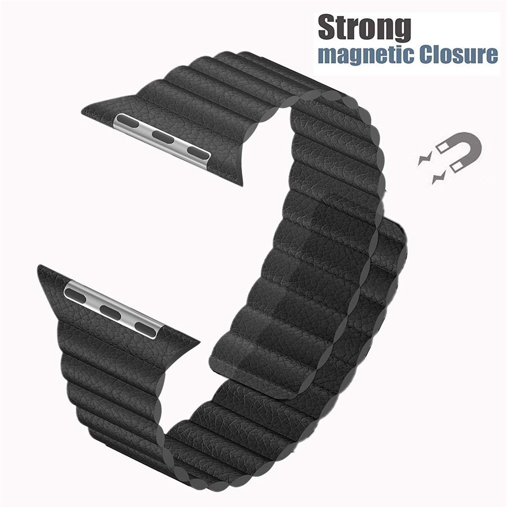 Genuine Leather Loop Magnetic Strap Untuk Apple Watch 44mm 42mm 40mm 38mm