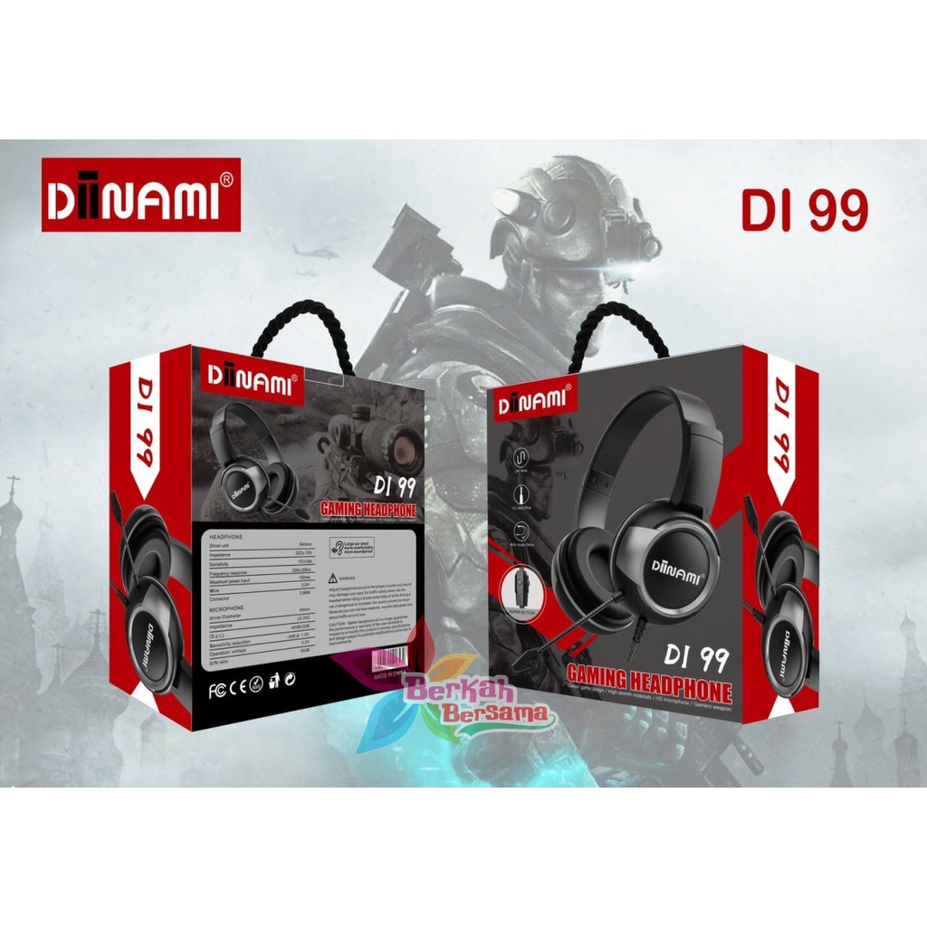 Headset Gaming Headphone Gaming DIINAMI DI99 SUPER EXTRA BASS GAMER WEAPON SUPER BUTTUN GARANSI 1BULAN BB6345