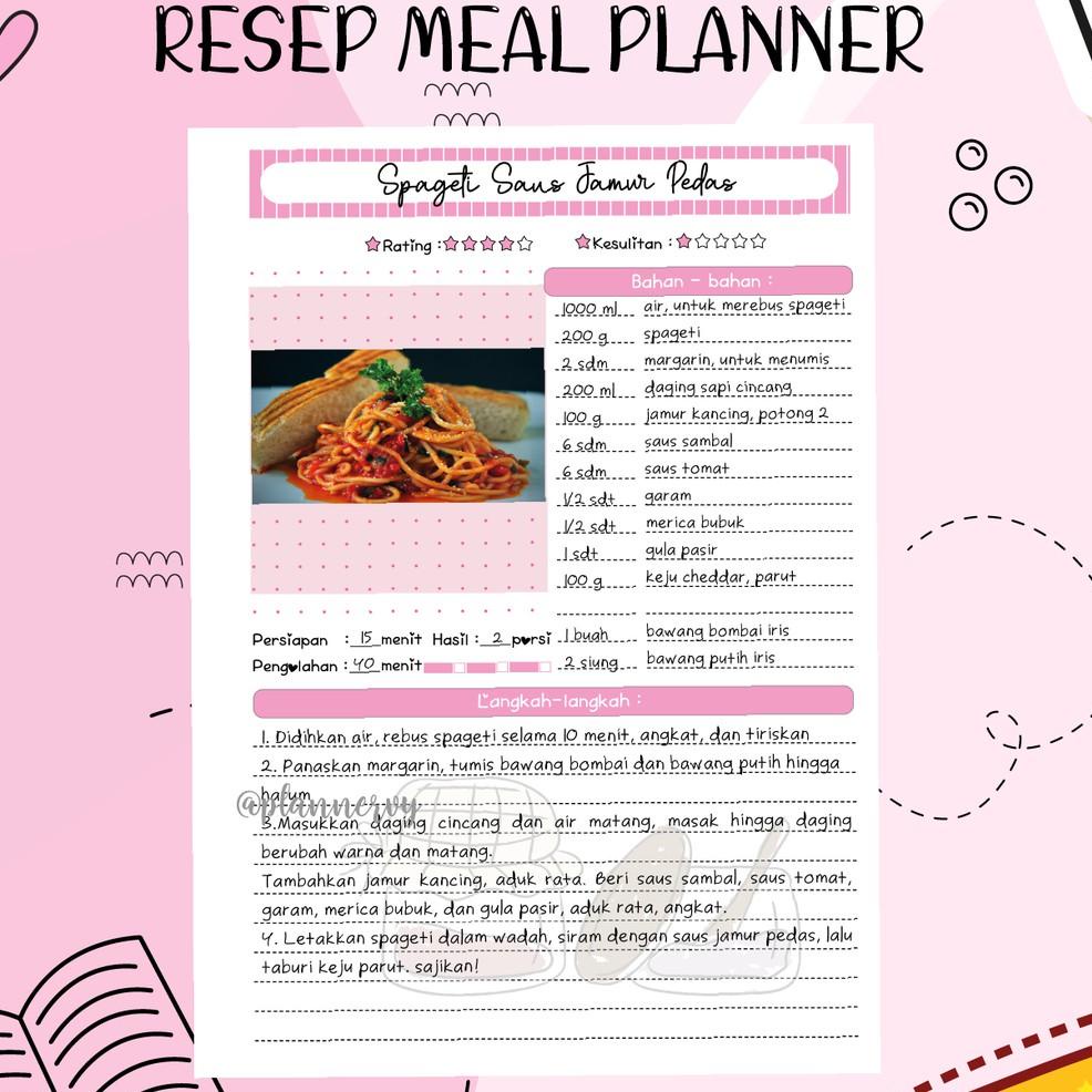 

(I4P8) ✯ WEEKLY MEAL PLANNER PINK UANG PLANNER REFILL BINDER //Harga@hemat