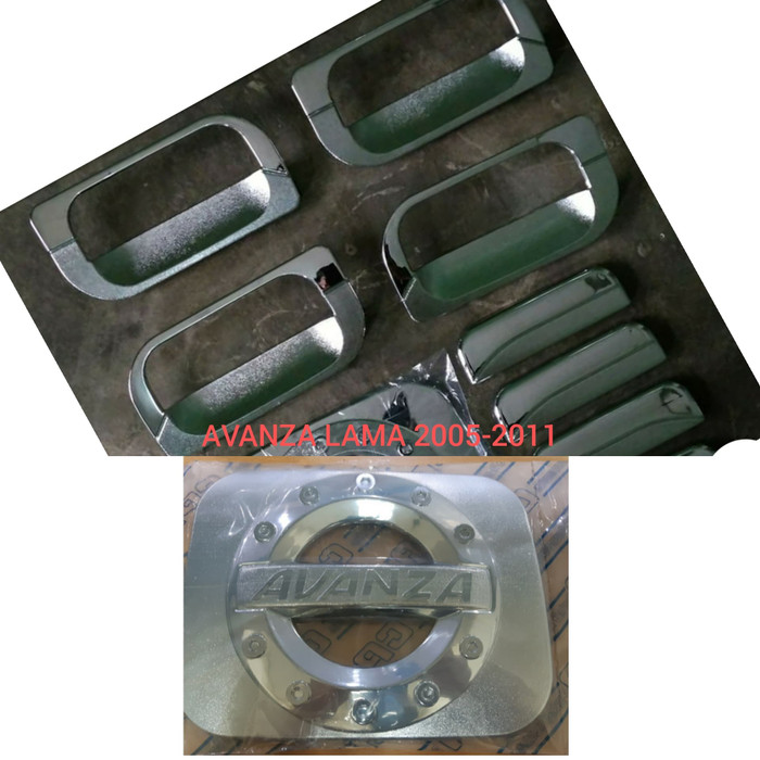 PAKET cover handle + outer mangkok + tank cover tutup bensin chrome AVANZA LAMA 2005-2011