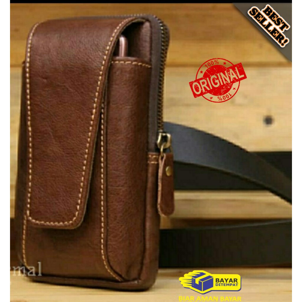 Sarung HP Pinggang Kulit Asli Original 100% Kulit Sapi Asli