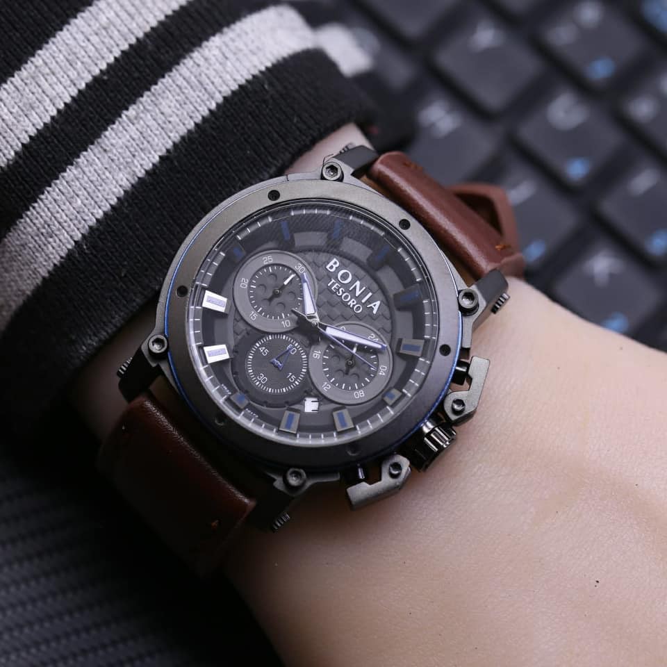 jam tangan pria BONIA TESORO KULIT SUPER CRONO AKTIF