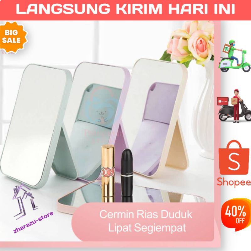 Cermin Nordik Tipis Kaca Rias Make Up Kreatif Cermin Lipat Persegi Portable beauty Mirror